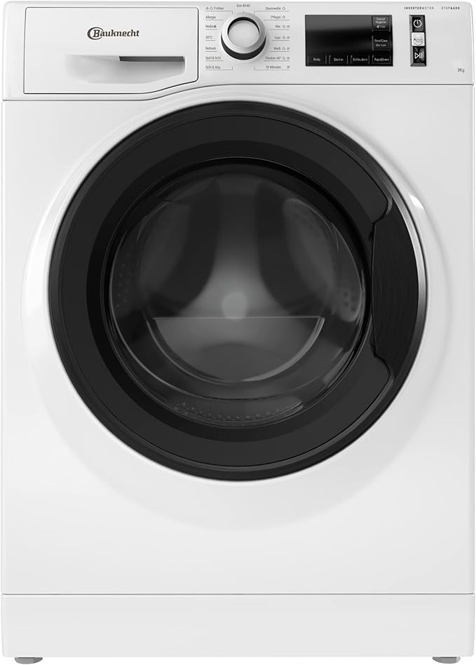 Bauknecht W Active 9A Waschmaschine Frontlader / 9kg / EEK A/Active Care - kraftvolle Fleckentfernung/Dampf Programme/Steam Hygiene Option/Wolle-Programm/Stopp&Add Funktion, Weiß