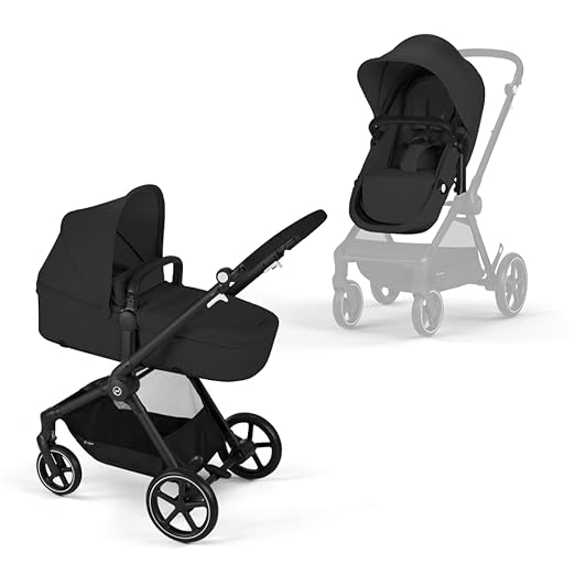 CYBEX Gold Kinderwagen EOS 2-in-1, Reisesystem, Ab Geburt bis 22 kg (ca. 4 Jahre), Moon Black