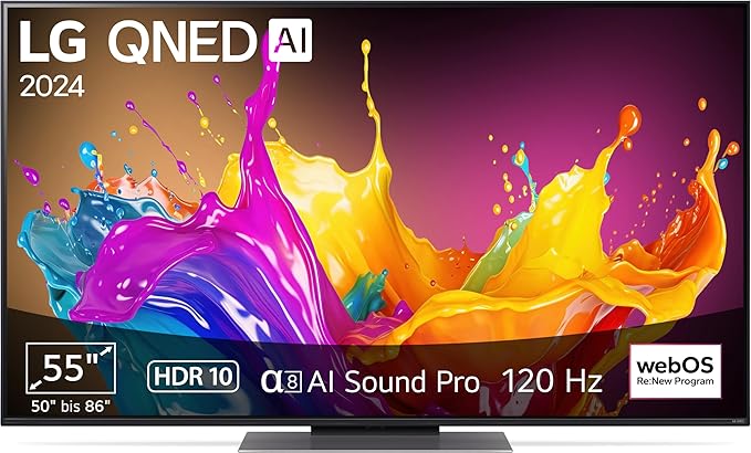 LG 55QNED86T6A TV 55" (139 cm) QNED Fernseher (α8 4K AI-Prozessor, webOS 24, HDR10, bis zu 120Hz) Modelljahr 2024