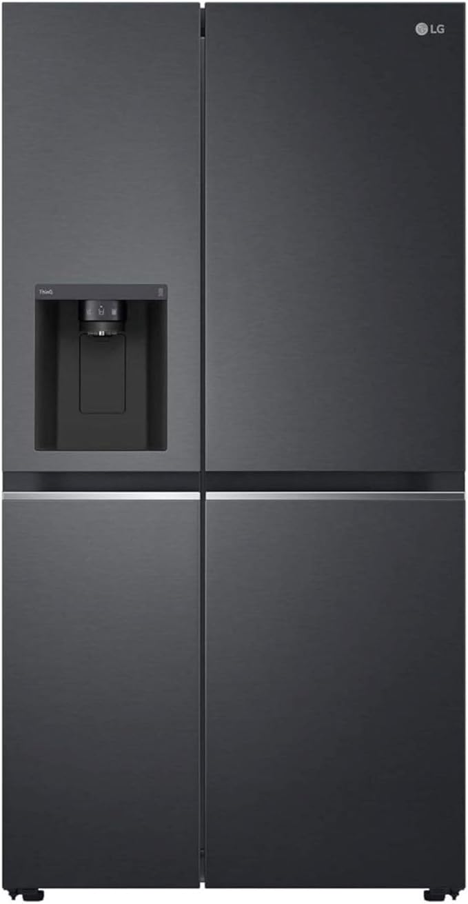 LG Electronics Side-by-Side mit Eis-, Crushed Ice und Wasserspender | interner Wassertank 4L | Total No Frost | Matte Black | GSLV71MCTD