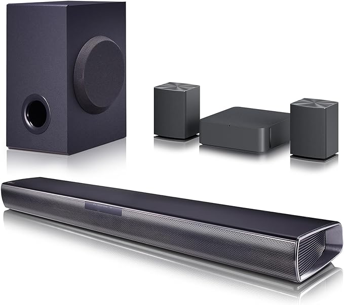 LG SQC4R 4.1 Soundbar (220W) mit kabellosem Subwoofer und Rücklautsprechern (Adaptive Sound Control, Bluetooth), Schwarz