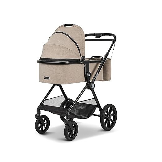 MOON 2 in 1 Kombi-Kinderwagen CLICC, Mud/Melange, mit Wanne und Sportwagen Sitz, bis 22 kg, faltbar mit Sportsitz, inkl. Wickeltasche, Fußsack, Regenschutz und Adapter, Kollektion 2024