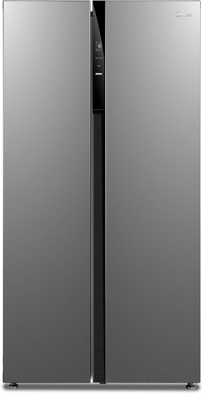 Midea MERS530FGE02 Side-by-Side Kühl-/Gefrierkombination/No Frost/Inverter Compressor/176,5 cm hoch/347 L Kühlen/201 L Gefrieren/Doppelte Steuerung/SuperCool/35dB, Inox