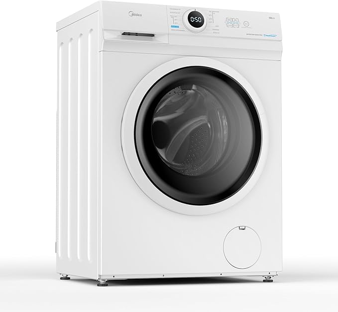 Midea MF10EW90B Waschmaschine / 9kg / 1400 U/Min/EEK A/Inverter Quattro Moto/Dampffunktion/Grosse Trommel/Nachlegefunktion/Kindersicherung/AquaStop, Weiß