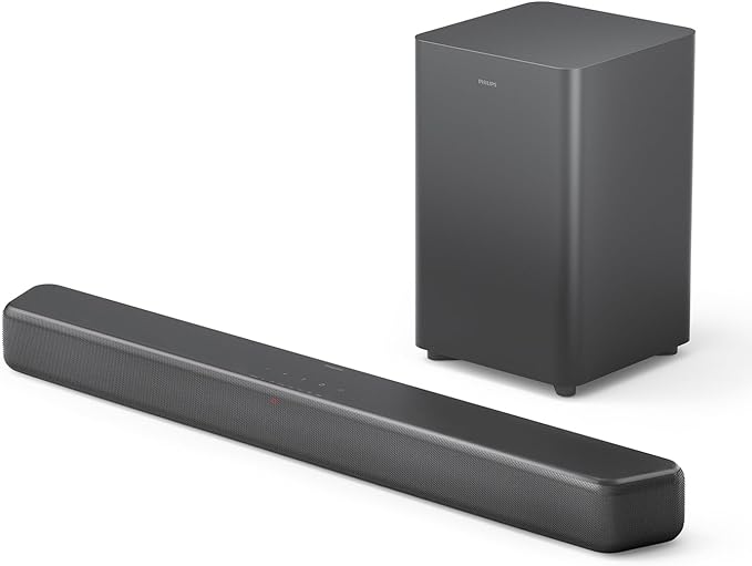 PHILIPS TAB5309 Soundbar 2.1 mit drahtlosem Subwoofer - 2,1 Kanal 240W, DTS Virtual X, Bluetooth 5.4, HDMI ARC, optische Verbindung und USB-Konnektivität - Dunkelgrau