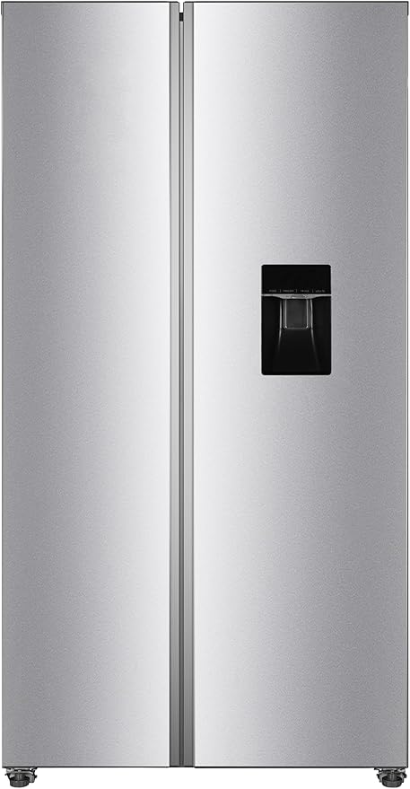 PKM SBS444EIXWD, Side by Side Kühl-Gefrierkombination, 439 L, 2-türig mit Wasserspender, Inox Design