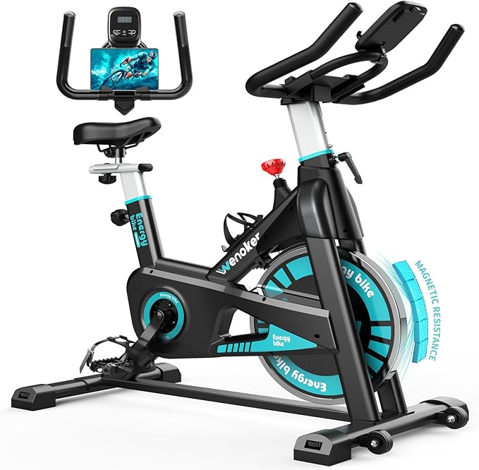 [2024 Aktualisierte] Wenoker Heimtrainers Fahrrad mit Magnetischem Widerstand, Indoor Fitnessbike Heimtrainer Kardio Training Fitnessbikes Hometrainer Fahrrad 160 kg Belastbar