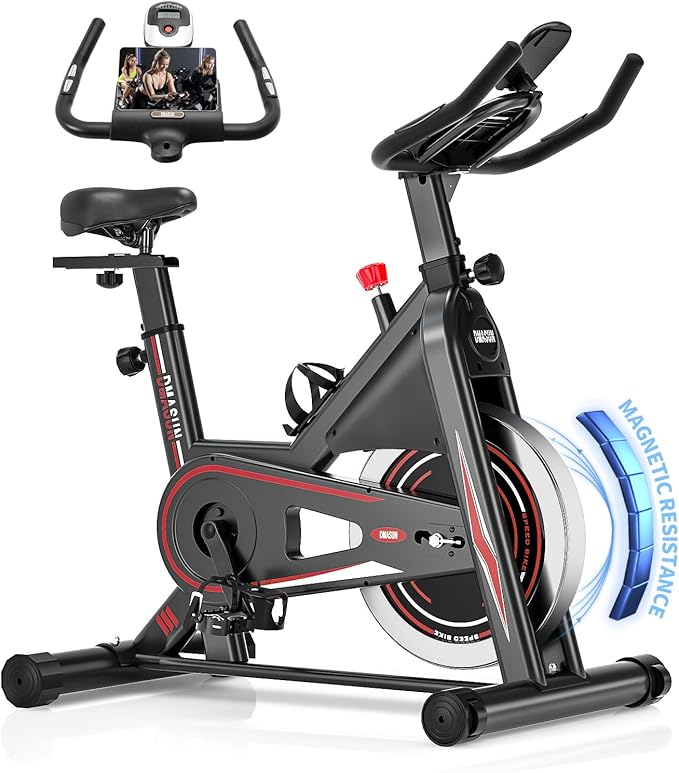 [Aktualisiert] Heimtrainer Fahrrad, DMASUN Ergometer Hometrainer Fahrrad mit Einstellbarem Magnetischem Widerstand, Kardio Training Indoor Cycling Bike Höhenverstellbar, Fitnessbike 160kg Belastbar